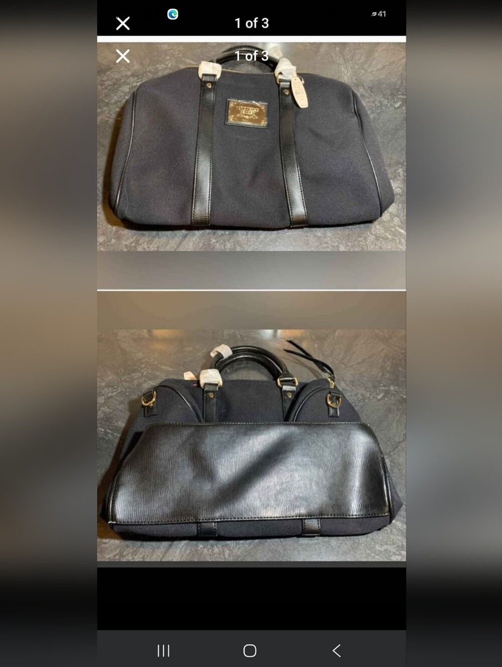 Victoria's Secret Black Travel Duffel Bag with Gold Plate
